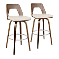 LumiSource Trilogy Bar Stools, Walnut/Cream, Set Of 2 Stools 1 thumbnail image