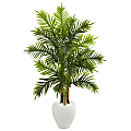 Nearly Natural Areca Palm 60”H Artificial Real Touch Tree With Planter, 60”H x 32”W x 21”D, Green/White