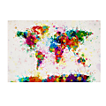 Trademark Fine Art Giclee Print On Canvas, Paint Splashes World Map By Michael Tompsett, 18"H x 24"W