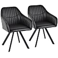 LumiSource Clubhouse Pleated Chairs, Black, Set Of 2 Chairs