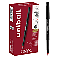 uni-ball® Onyx® Rollerball Pens, Fine Point, 0.7 mm, Black Barrel, Red Ink, Pack Of 12