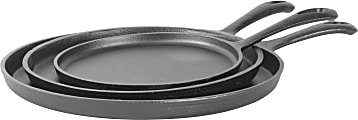 Commercial Chef 3-Piece Cast Iron Griddle Pan Set, Black