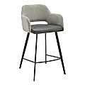 Eurostyle Desi Faux Leather/Fabric Swivel Counter Stool With Back, Gray/Dark Gray/Black