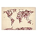 Trademark Fine Art Giclee Print On Canvas, Vintage Hearts World Map By Michael Tompsett, 18"H x 24"W 1 thumbnail image