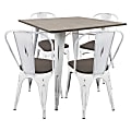 Lumisource Oregon Industrial Farmhouse Dining Table With 4 Dining Chairs, Vintage White/Espresso 1 thumbnail image