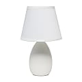 Creekwood Home Nauru Petite Ceramic Oblong Table Lamp, 9-7/16"H, Off White Shade/Off White Base