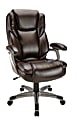 Realspace® Cressfield Bonded Leather High-Back Executive Chair, Brown/Silver