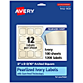 Avery® Pearlized Permanent Labels With Sure Feed®, 94124-PIP100, Arched Square, 2" x 2-3/16", Ivory, Pack Of 1,200 Labels