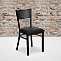 Flash Furniture Grid-Back Metal/Vinyl Restaurant Accent Chair, Black