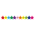 Hygloss Colorful Happy Stars Border Strips - 12 (Happy Stars) Shape - Damage Resistant, Durable, Long Lasting - 36" Height x 3" Width - Assorted - 12 / Pack