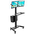 Mount-It! MI-7986 Adjustable PC Mobile Workstation For Dual Monitors, 45"H x 28-1/2"W x 8"D, Black