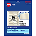 Avery® Pearlized Permanent Labels With Sure Feed®, 94224-PIP25, Rectangle, 1" x 3", Ivory, Pack Of 400 Labels 1 thumbnail image
