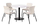 KFI Studios Midtown Pedestal Round Standard H Table Set, Designer White Top/Black Base/Moonbeam Chairs - 840031938725 1 thumbnail image