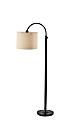 Adesso Simplee Barton Floor Lamp, Adjustable, 68”H, Oatmeal Linen Shade/Antique Bronze Base