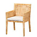 Baxton Studio Karis Rattan Dining Chair, Natural/White