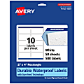 Avery® Waterproof Permanent Labels With Sure Feed®, 94207-WMF50, Rectangle, 2" x 4", White, Pack Of 500