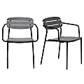 Eurostyle Kalmar Stackable Outdoor Furniture Armchairs, Dark Gray/Black, Set Of 2 Chairs, 90792DKGRY 1 thumbnail image