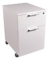 Lorell® Mid-Century Modern 20"D Vertical 2-Drawer Mobile Pedestal File Cabinet, White