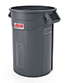 Suncast® Commercial Oval HDPE Utility Trash Can, 32 Gallons, Gray