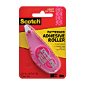 Scotch® Adhesive Dot Roller, Patterned, 0.27" x 26', Pink Hearts