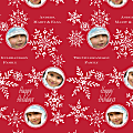 Custom Full-Color Gloss Finish Wrapping Paper, Standard Roll, 7' x 29-1/4", Christmas Holiday Red With White Snowflakes With Photos 1 thumbnail image