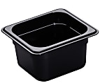 Cambro H-Pan High-Heat GN 1/6 Food Pans, 4"H x 6-3/8"W x 6-15/16"D, Black, Pack Of 6 Pans