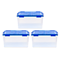 Iris Ultimate Weathertight Storage Boxes, 23-5/8”L x 20-1/16”W x 16-3/16”H, 62.8 Qt, Clear, Set Of 3 Boxes