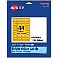 Avery® Print-To-The-Edge Labels With Sure Feed® Technology And Easy Peel®, 94209-BYP40, Rectangle, 2/3" x 1-3/4", Matte Bright Yellow, Pack of 1760 1 thumbnail image