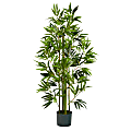 Nearly Natural Bamboo Tree 4’H Artificial Tree With Planter, 48”H x 28”W x 28”D, Green/Black