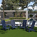 Flash Furniture Sawyer Modern All-Weather Poly Resin Wood Adirondack Chairs, Navy, Set Of 4 Chairs
