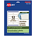 Avery® Print-to-the-Edge Dissolvable Labels With Sure Feed® Technology, 94228-DWMP5, Rectangle, 1-1/4"x3-3/4", Matte Off-White, Pack Of 60 1 thumbnail image