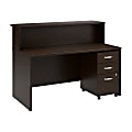 Bush Business Furniture Arrive 60"W Reception Desk with Shelf and Mobile File Cabinet, Mocha Cherry, Standard Delivery 1 thumbnail image