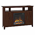 Bush® Furniture Key West Tall Electric Fireplace TV Stand for 55" TVs, 32-2/5"H x 48"W x 15-5/7"D, Bing Cherry, Standard Delivery 1 thumbnail image