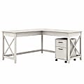 Bush Business Furniture Key West 60"W L-Shaped Corner Desk With 2-Drawer Mobile File Cabinet, Linen White Oak, Standard Delivery