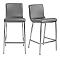 Eurostyle Scott Counter Stools, Gray/Brushed Stainless Steel, Set Of 2 Stools