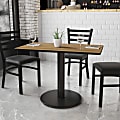Flash Furniture Laminate Rectangular Table Top With Round Table-Height Base, 31-1/8"H x 24"W x 42"D, Walnut/Black