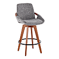 LumiSource Cosmo Counter Stool, Gray Noise Seat/Walnut Frame