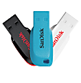 SanDisk® Cruzer® Blade™ USB 2.0 Flash Drives, 8GB, Assorted Colors, Pack Of 3