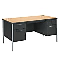 HON® Mentor™ Single-Pedestal Desk, Mahogany/Charcoal
