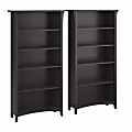 Bush Business Furniture Salinas 63"H 5-Shelf Bookcases, Vintage Black, Set Of 2 Bookcases, Standard Delivery