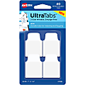 Avery® Ultra Tabs Repositionable Mini Tabs - 40 Tab(s) - 10 Tab(s)/Set - Clear Film, White Paper Tab(s) - 4