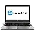 HP ProBook 655 G1 15.6" LCD Notebook - AMD A-Series A4-5150M Dual-core (2 Core) 2.70 GHz - 4 GB DDR3L SDRAM - 500 GB HDD - Windows 7 Professional 64-bit (English) upgradable to Windows 8 Pro - 1366 x 768 - Aubergine, Quartz Metallic