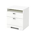 South Shore Reevo Nightstand With Cord Catcher, 22-1/2"H x 22-1/4"W x 17"D, Pure White