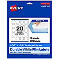 Avery® Waterproof Permanent Labels With Sure Feed®, 94110-WMF10, Square Scalloped, 1-5/8" x 1-5/8", White, Pack Of 200 1 thumbnail image