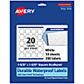 Avery® Waterproof Permanent Labels With Sure Feed®, 94110-WMF10, Square Scalloped, 1-5/8" x 1-5/8", White, Pack Of 200