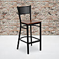 Flash Furniture Metal Restaurant Barstool With Grid Back, Cherry/Black