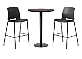 KFI Studios Proof Bistro Round Pedestal Table With Imme Barstools, 2 Barstools, 30", Cafelle/Black/Black Stools 1 thumbnail image