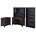 Bush Furniture Fairview Computer Desk With Hutch, Bookcase And Lateral File Cabinet, Antique Black/Hansen Cherry, Standard Delivery 1 thumbnail image
