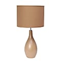 Simple Designs Oval Bowling Pin Base Ceramic Table Lamp, 18-1/8"H, Light Brown Shade/Light Brown Base