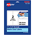 Avery® Permanent Labels, 94266-CMF100, Rectangle, 11" x 4-1/4", Matte Clear, Pack Of 200 1 thumbnail image